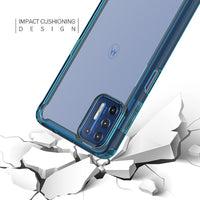 Moto G9 Plus High quality TPU Bumper and Clarity PC Case In Blue