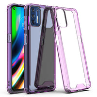 Moto G9 Plus High quality TPU Bumper and Clarity PC Case In Purple