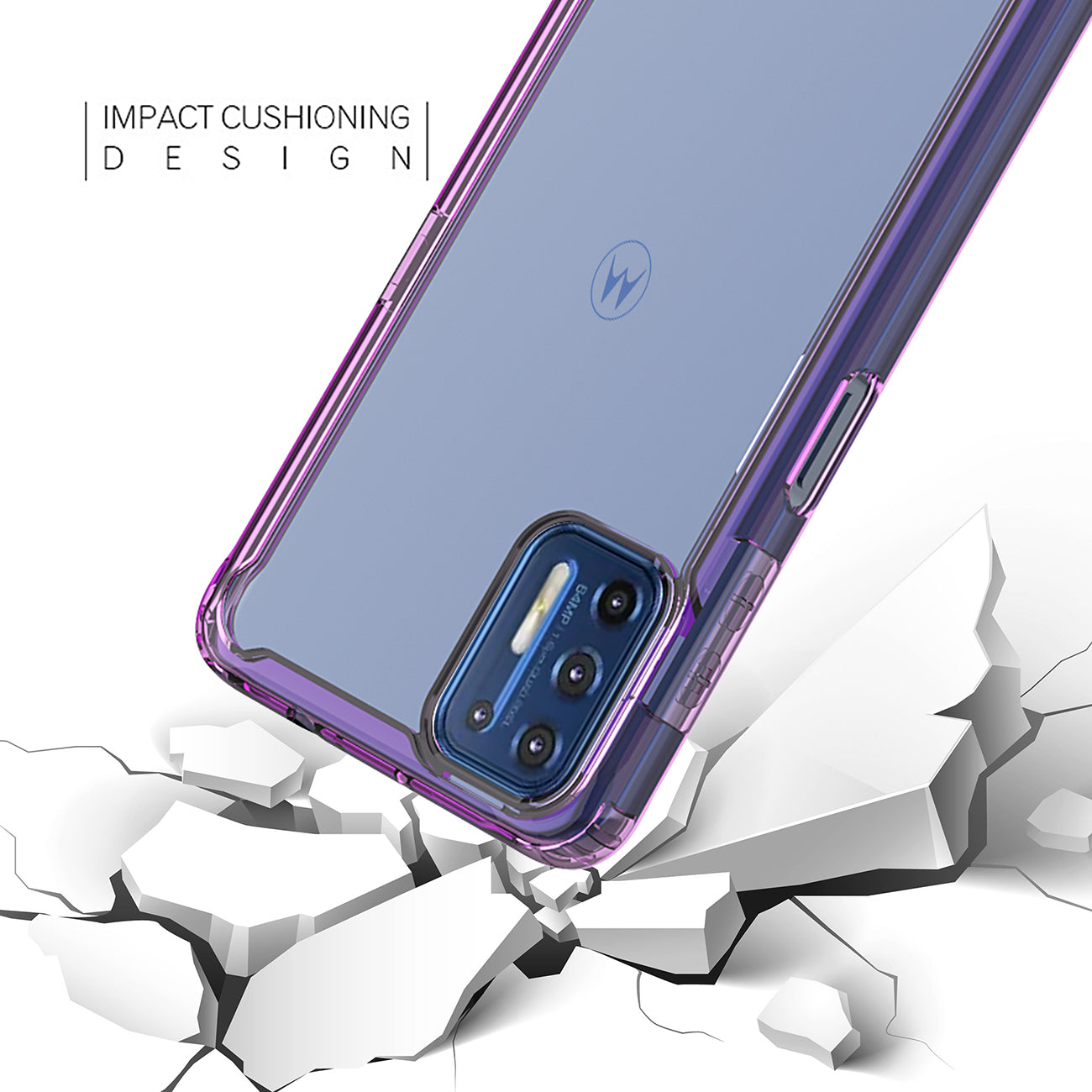 Moto G9 Plus High quality TPU Bumper and Clarity PC Case In Purple