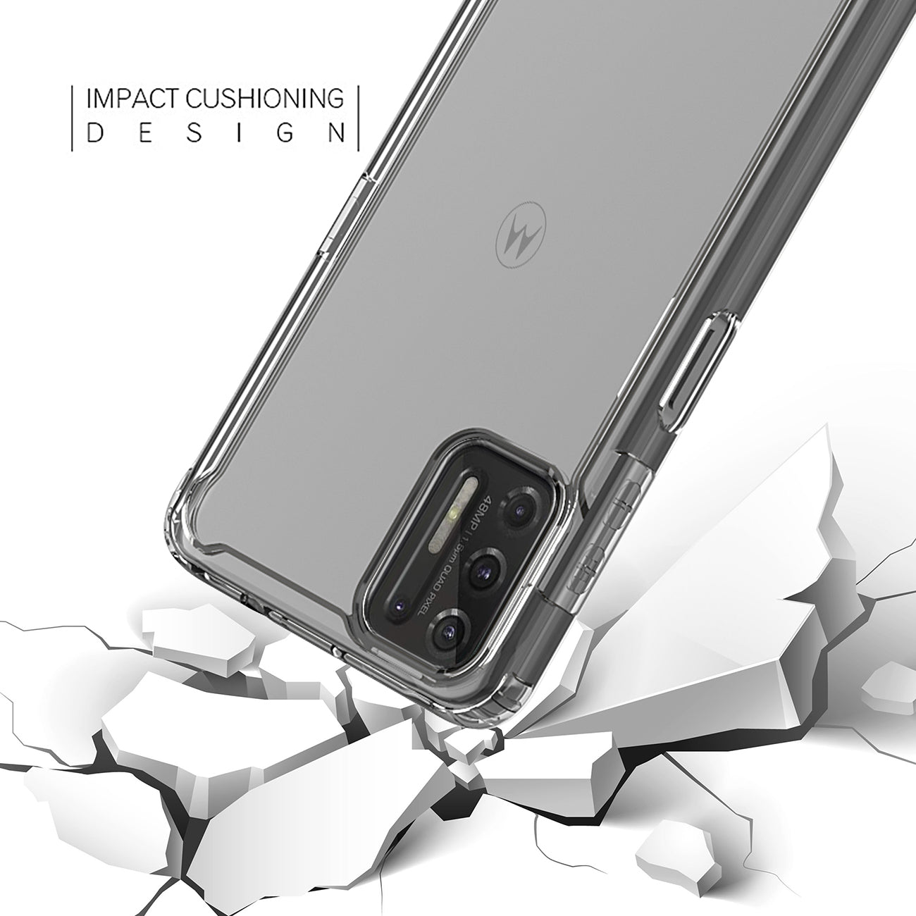 Reiko High Quality 2X Clean PC and TPU Bumper Case In Clear For  Moto G Stylus 2021