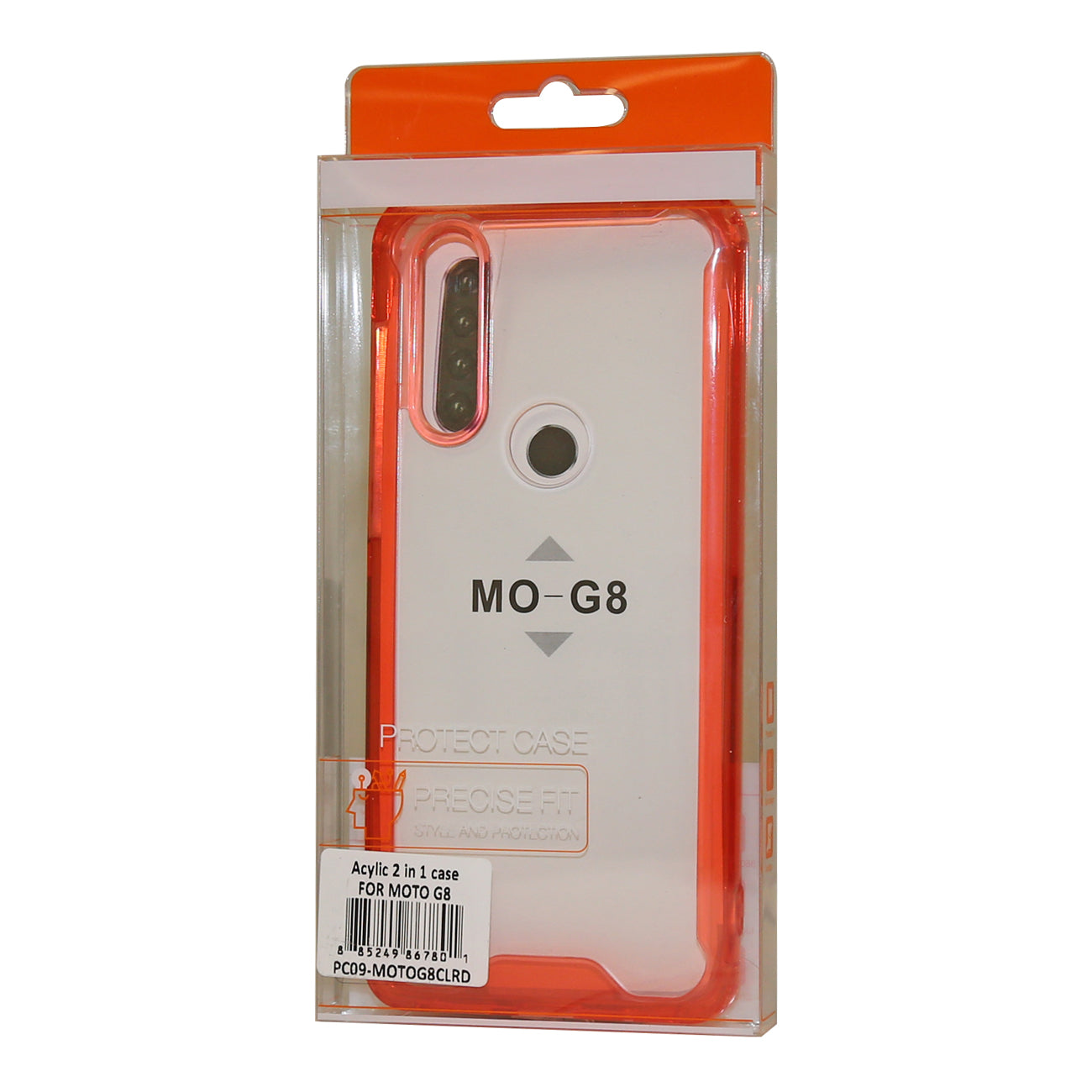 Reiko MOTOROLA G8 High quality Tpu Bumper and Clarity PC Case In Red