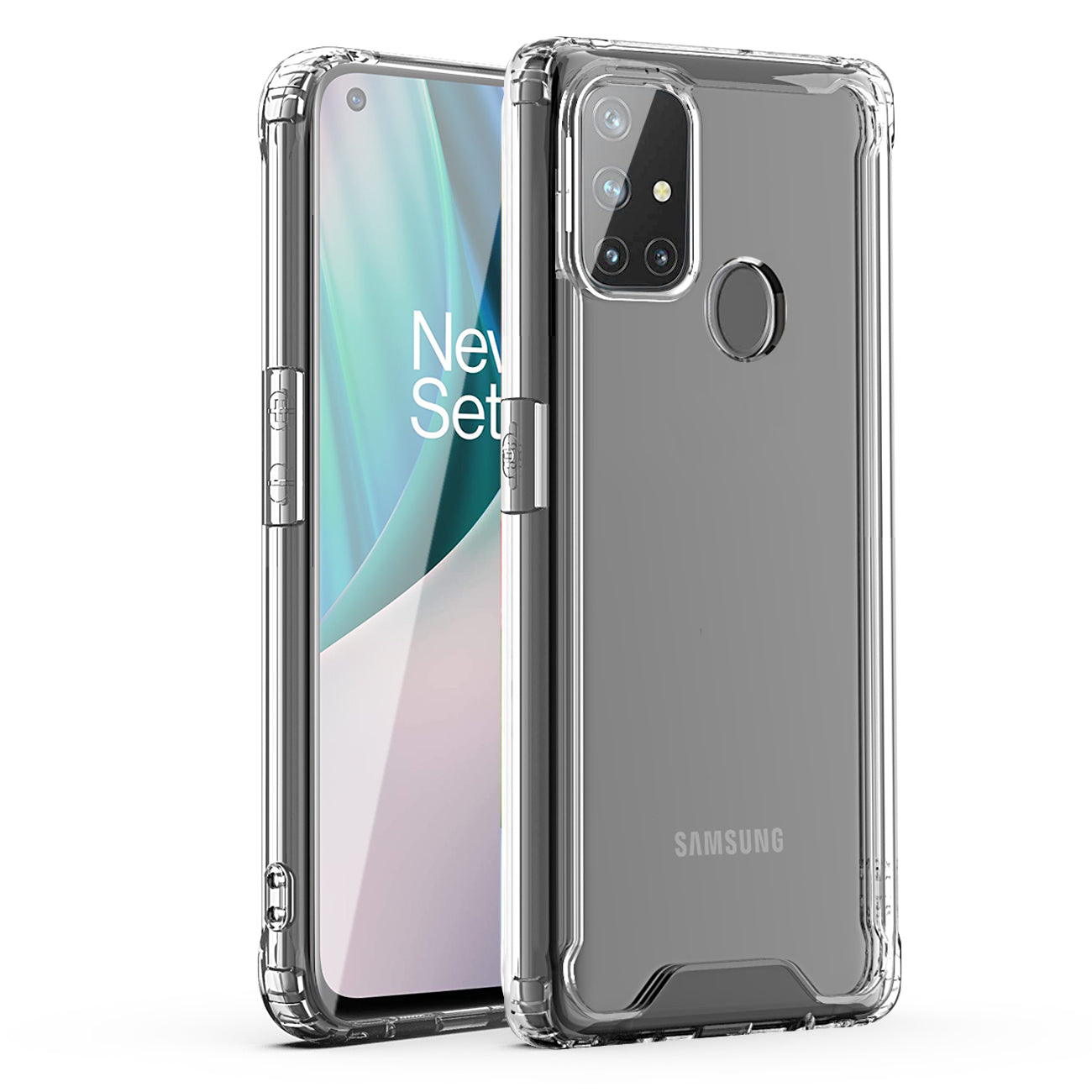 Reiko High Quality 2X Clean PC and TPU Bumper Case In Clear For ONEPLUS NORD N10 5G