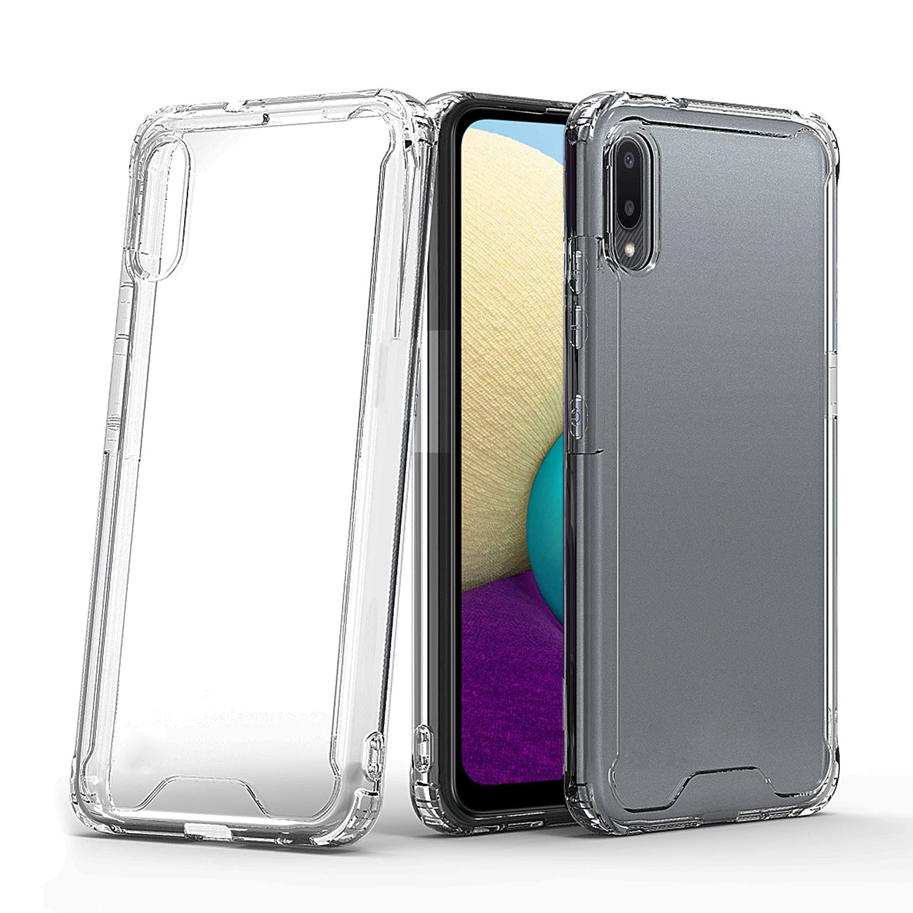 Reiko High Quality 2X Clean PC and TPU Bumper Case In Clear For  Samsung Galaxy A20 /M02