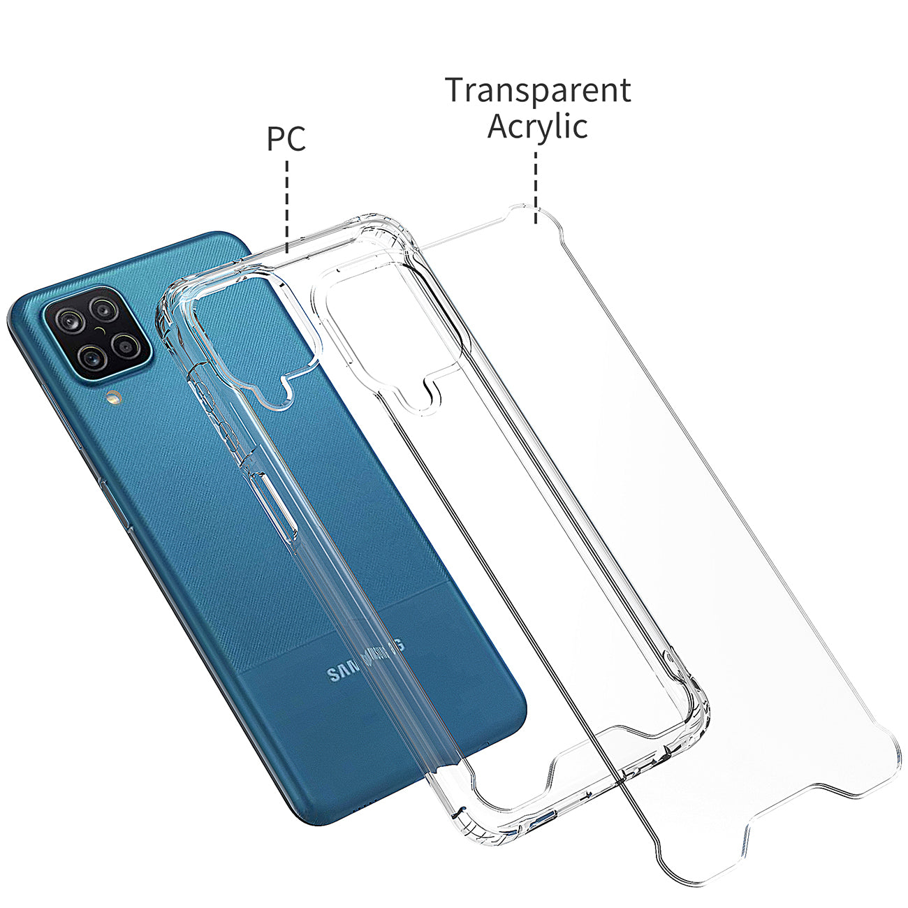 Reiko High Quality 2X Clean PC and TPU Bumper Case In Clear For  Samsung Galaxy A12 5G