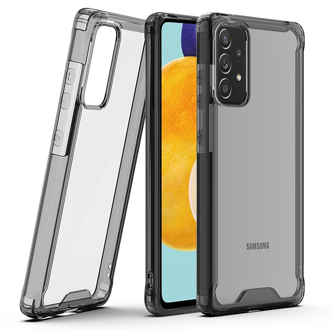 Reiko High Quality 2X Clean PC and TPU Bumper Case In Black For  Samsung Galaxy A52 5G