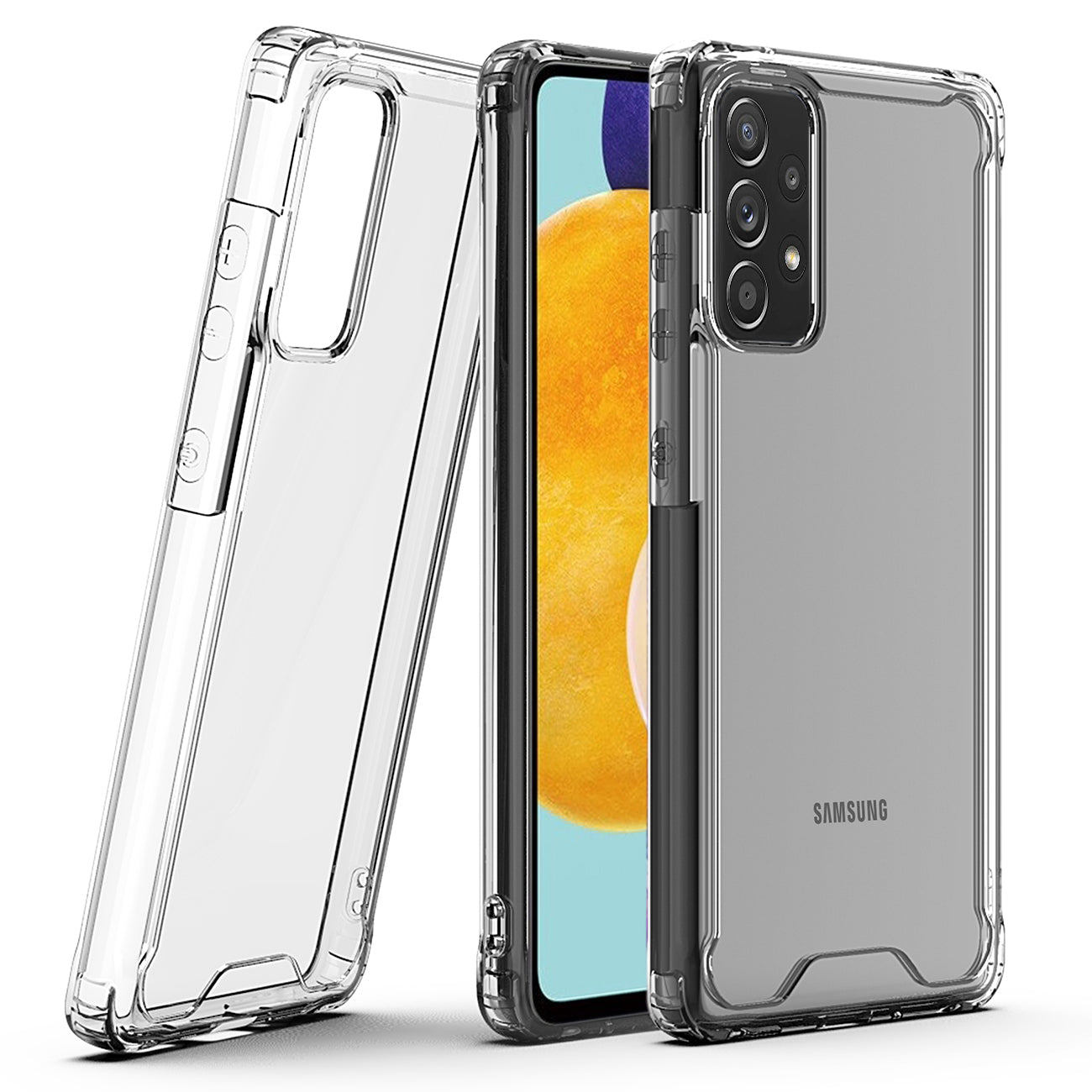 Reiko High Quality 2X Clean PC and TPU Bumper Case In Clear For  Samsung Galaxy A52 5G