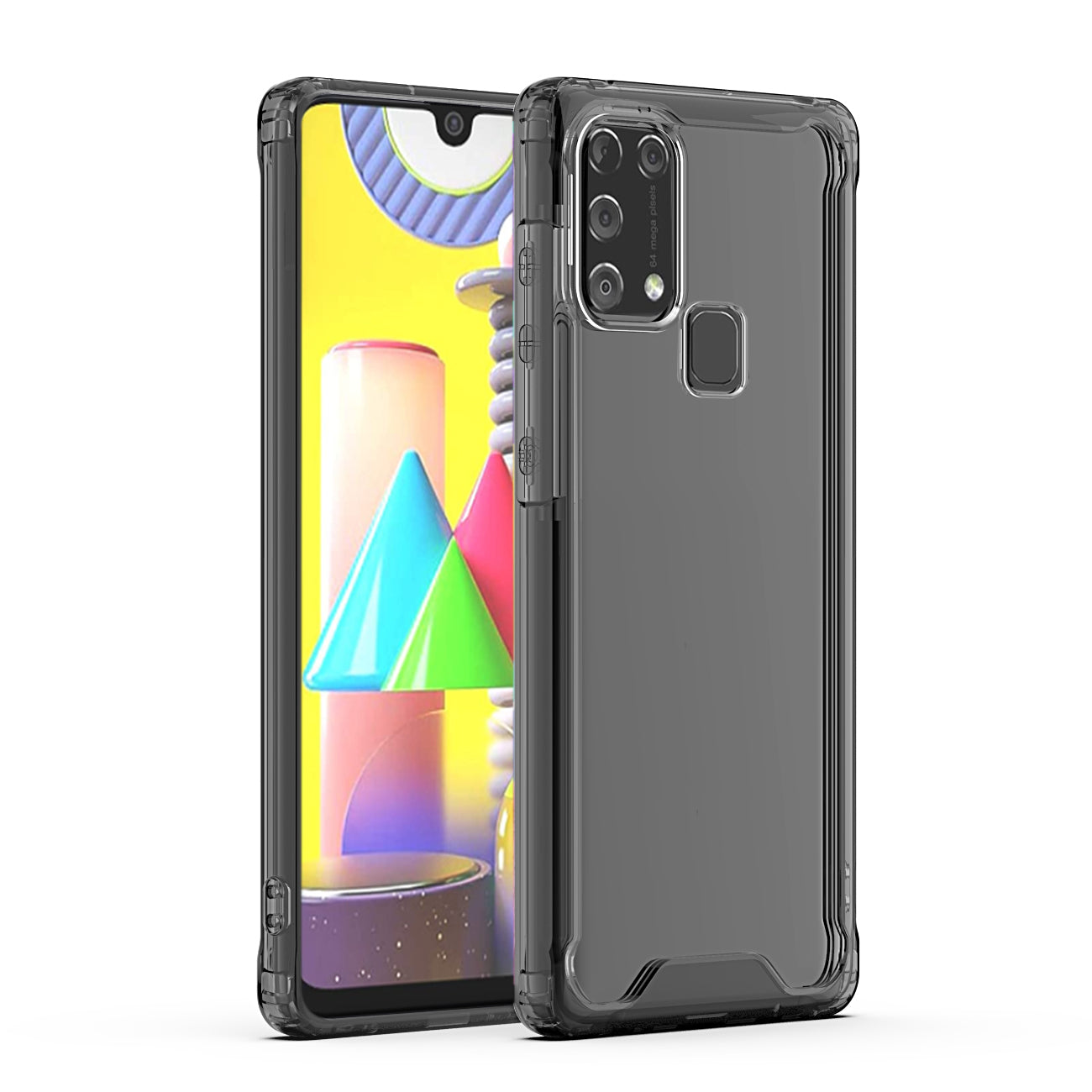 Reiko High Quality 2X Clean PC and TPU Bumper Case In Black For  Samsung Galaxy M31