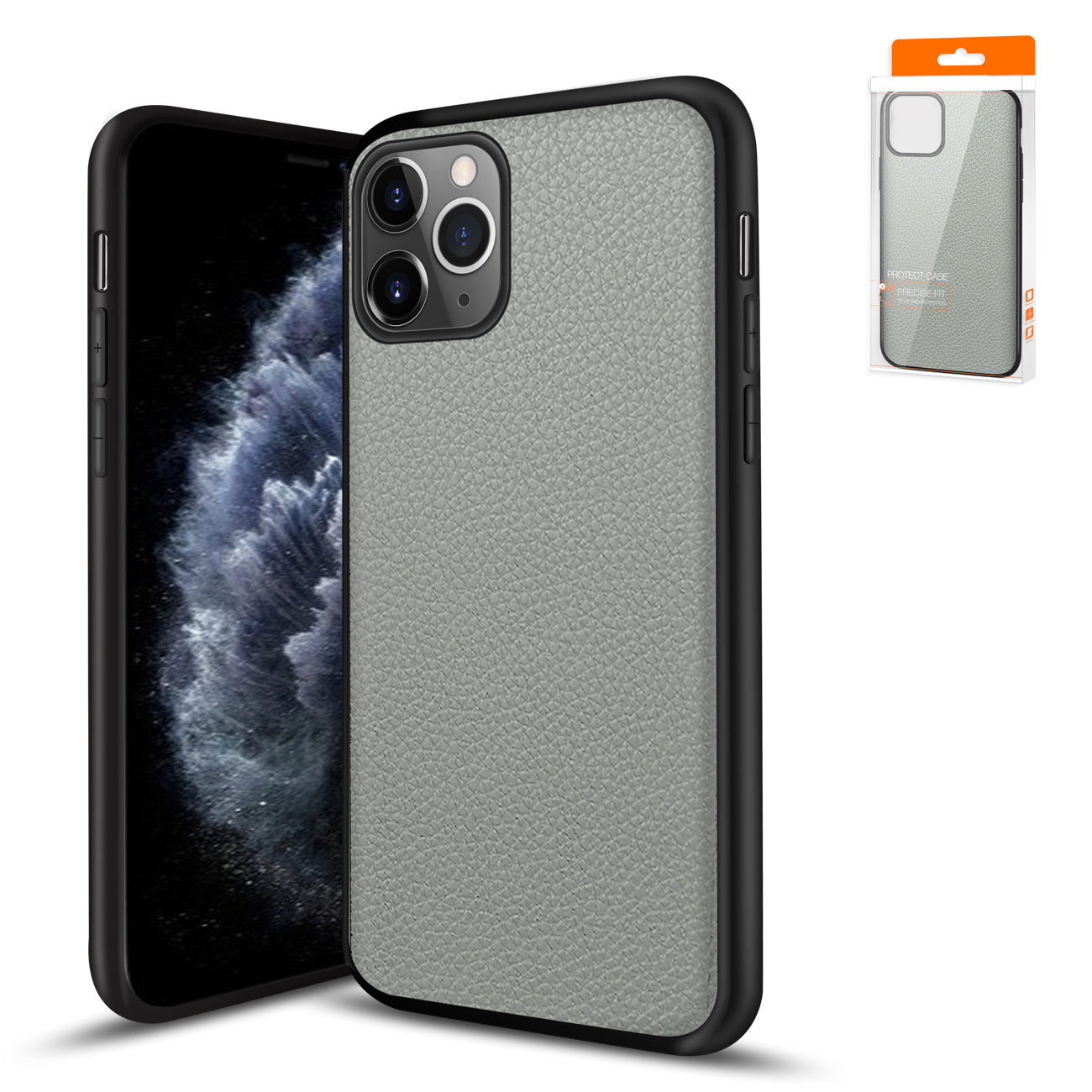 Reiko Premium PU Leather Outside and Flexible TPU Silicone Hybrid Slim Case for IPhone 11 PRO MAX