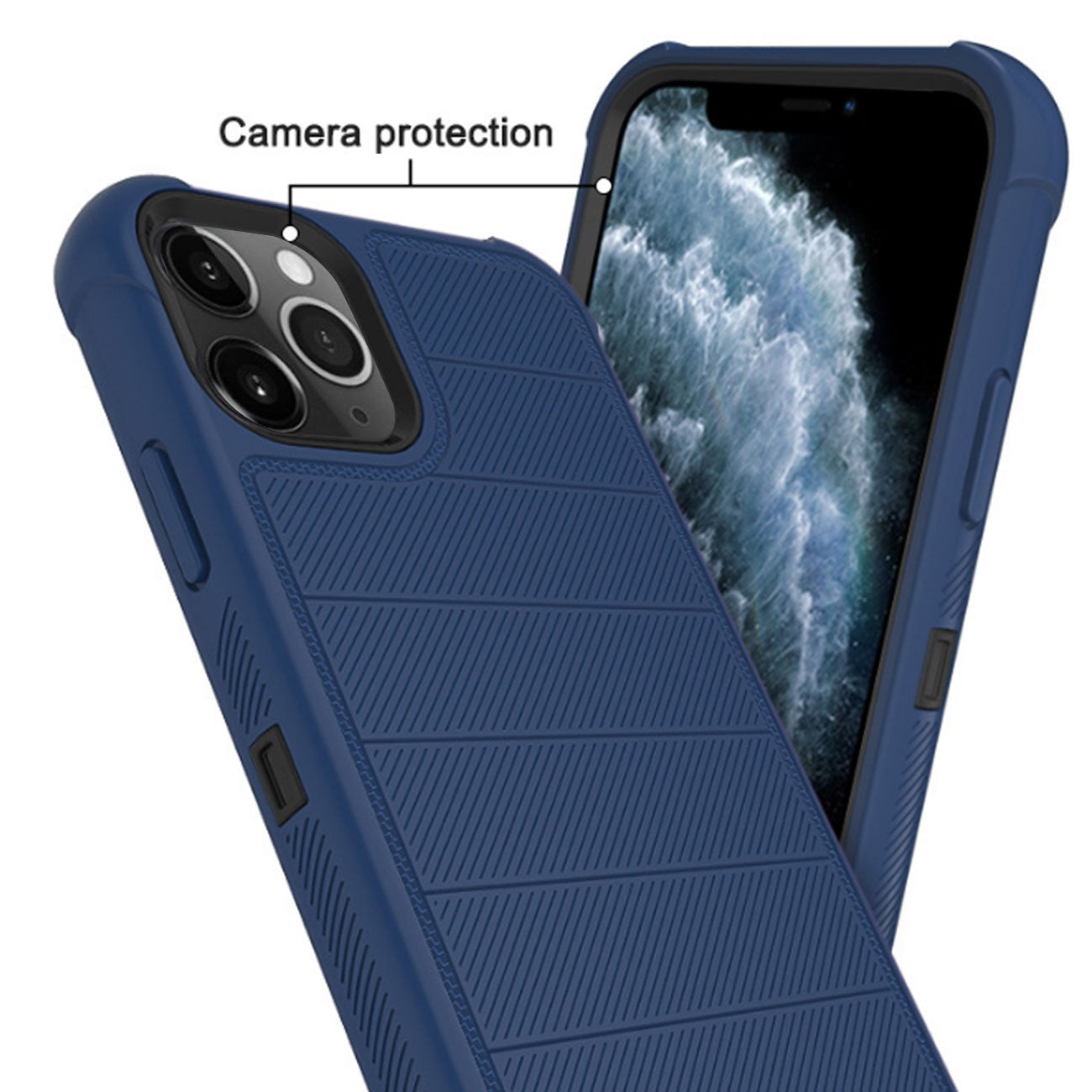 3-In-1 Hybrid Heavy Duty Holster Combo Case For APPLE IPHONE 11 PRO In Navy