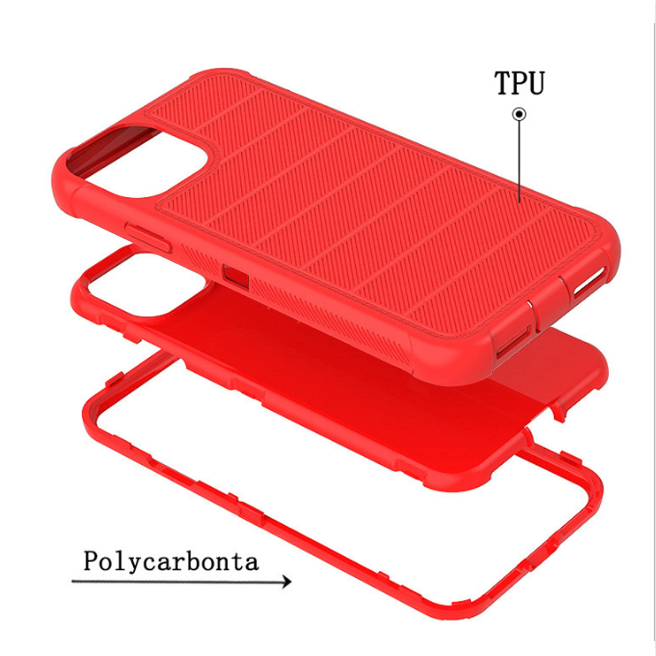 3-In-1 Hybrid Heavy Duty Holster Combo Case For APPLE IPHONE 11 PRO In Red