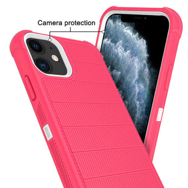 3-In-1 Hybrid Heavy Duty Holster Combo Case For APPLE IPHONE 11 In Hot Pink