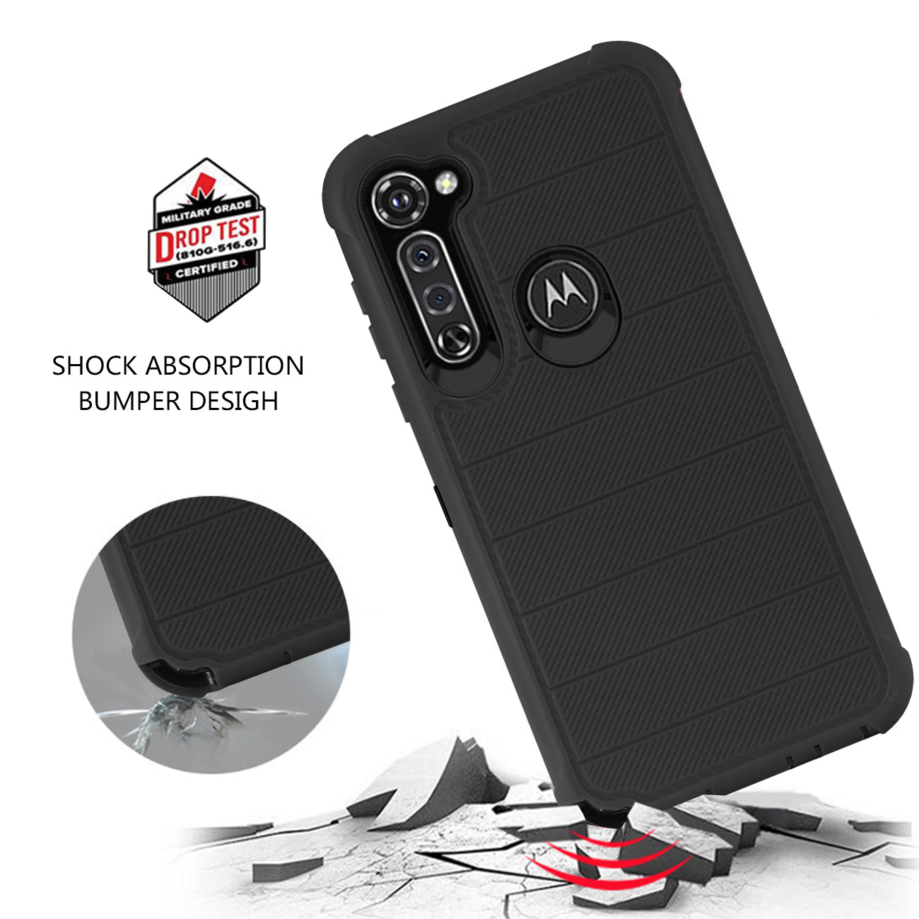 MOTO G STYLUS 3-In-1 Hybrid Heavy Duty Holster Combo Case In Black