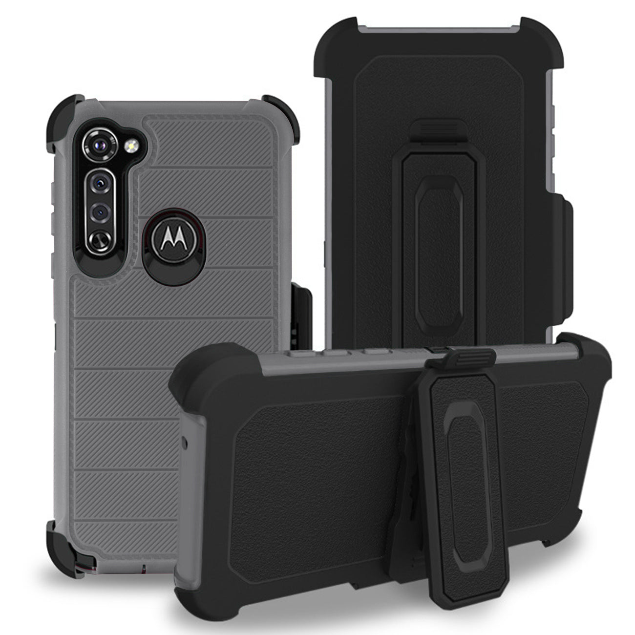 MOTO G STYLUS 3-In-1 Hybrid Heavy Duty Holster Combo Case In Gray