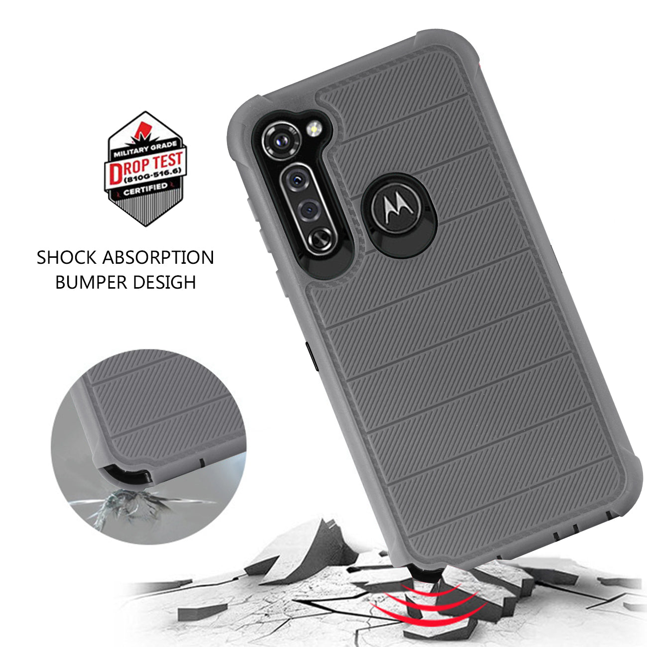 MOTO G STYLUS 3-In-1 Hybrid Heavy Duty Holster Combo Case In Gray