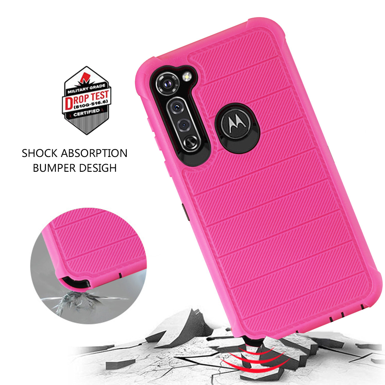 MOTO G STYLUS 3-In-1 Hybrid Heavy Duty Holster Combo Case In Hot PINK