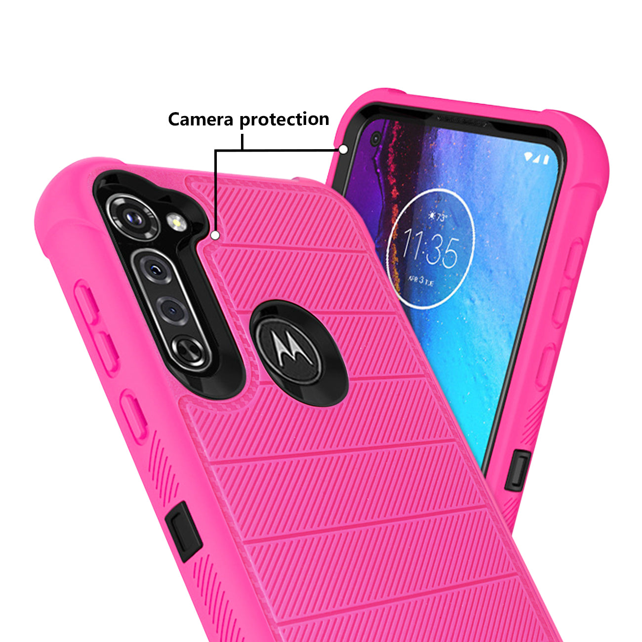 MOTO G STYLUS 3-In-1 Hybrid Heavy Duty Holster Combo Case In Hot PINK