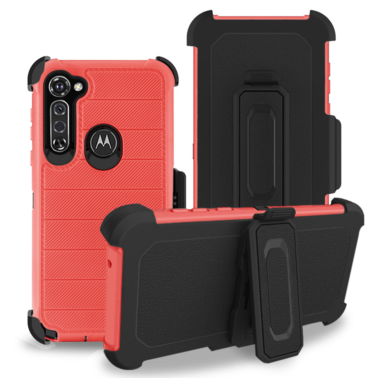 MOTO G STYLUS 3-In-1 Hybrid Heavy Duty Holster Combo Case In PINK