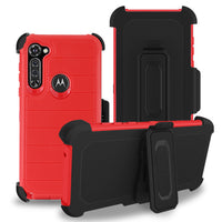 MOTO G STYLUS 3-In-1 Hybrid Heavy Duty Holster Combo Case In Red