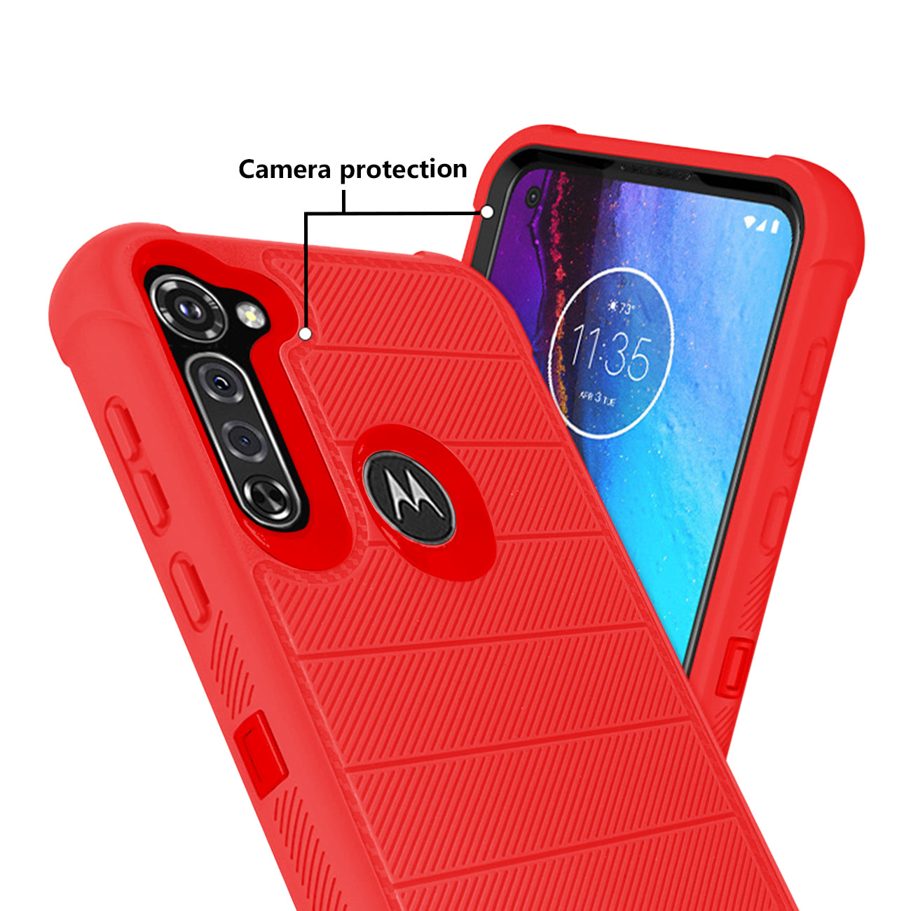 MOTO G STYLUS 3-In-1 Hybrid Heavy Duty Holster Combo Case In Red