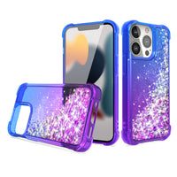 Shiny Flowing Glitter Liquid Bumper Case For APPLE IPHONE 13 PRO  In Blue