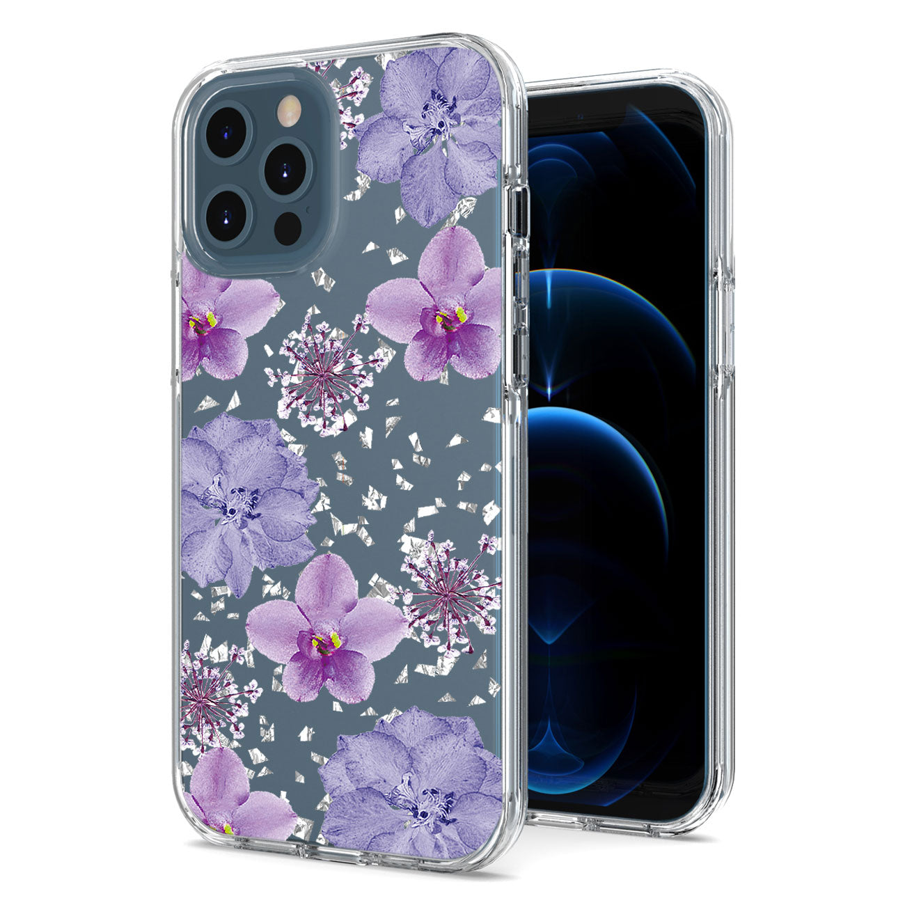 Pressed dried flower Design Phone case for APPLE IPHONE 12 / IPHONE 12 PRO in Purple
