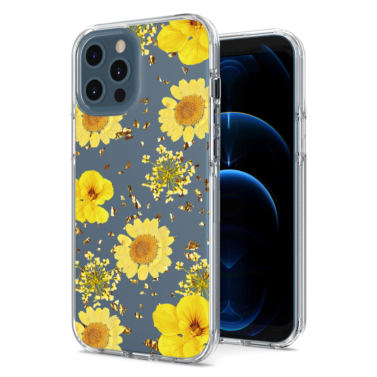 Pressed dried flower Design Phone case for APPLE IPHONE 12 / IPHONE 12 PRO in Yellow