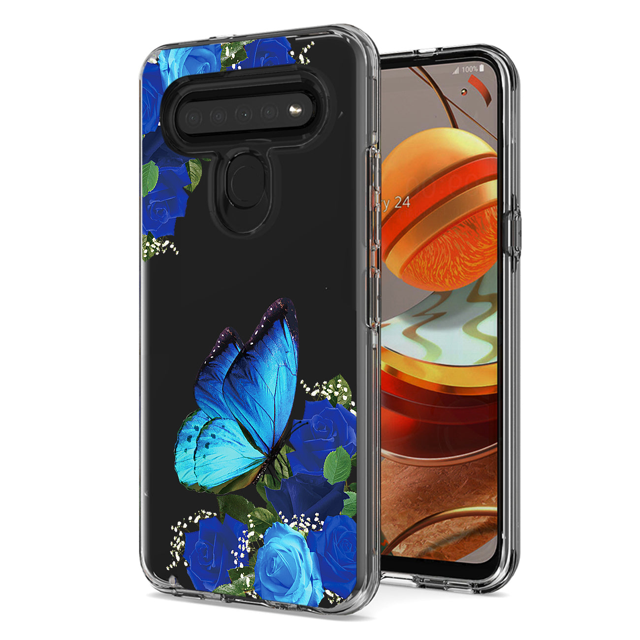 Pressed dried flower Design Phone case for LG k61/K51s/K41s In Blue