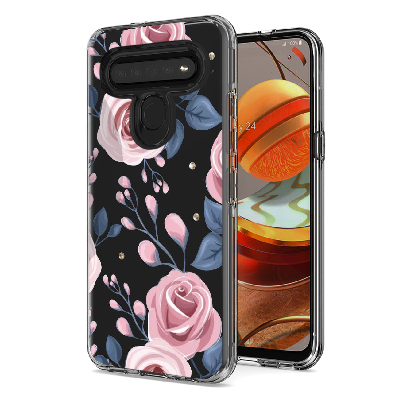 Pressed dried flower Design Phone case for LG k61/K51s/K41s In Rose Gold