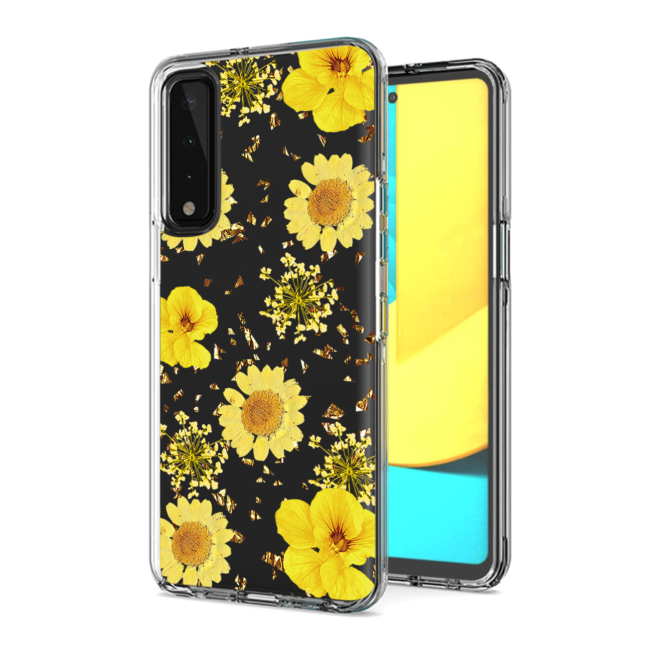 Pressed dried flower Design Phone case for LG Stylo7 4G In Yellow