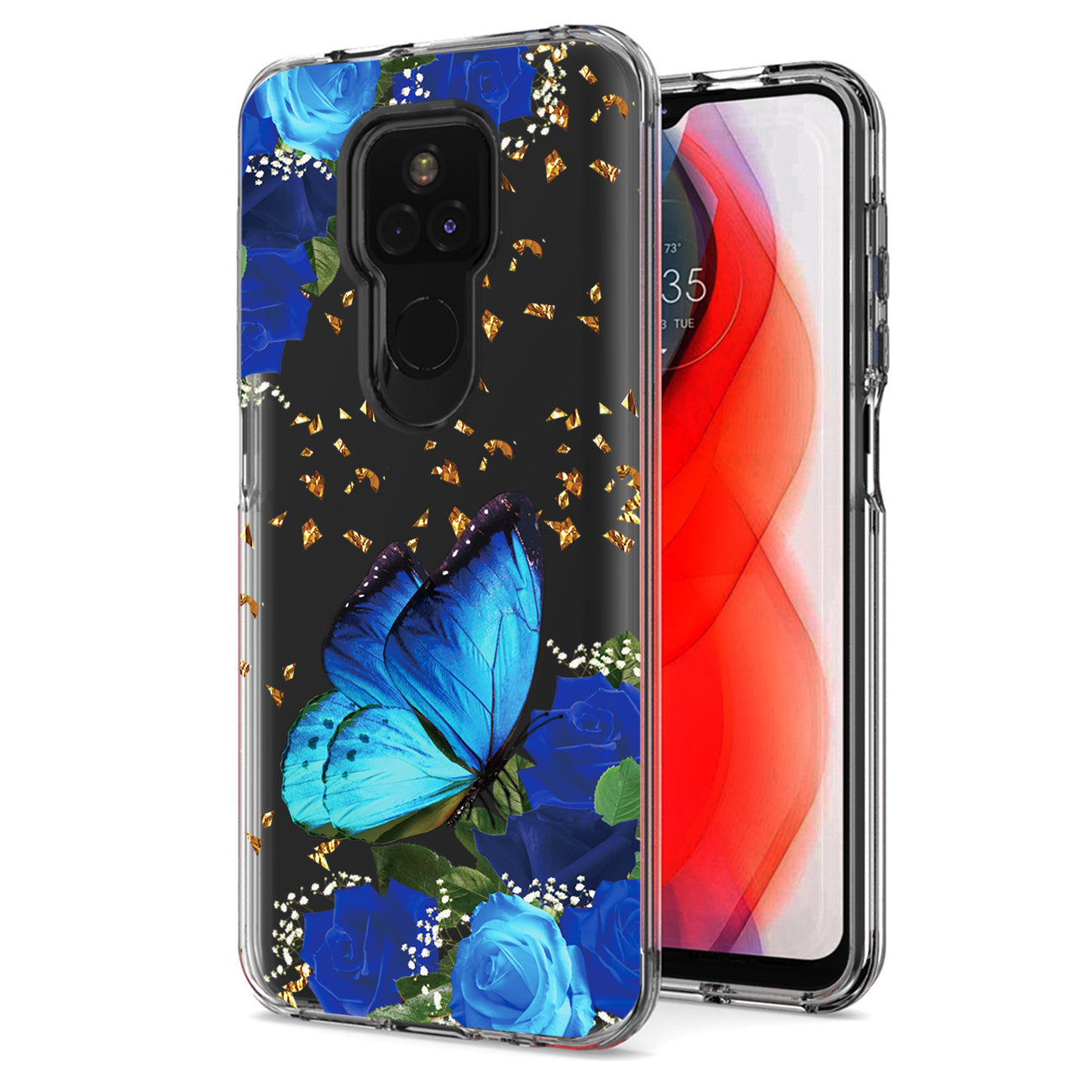 Pressed dried flower Design Phone case for Moto G Play 2021 In Blue