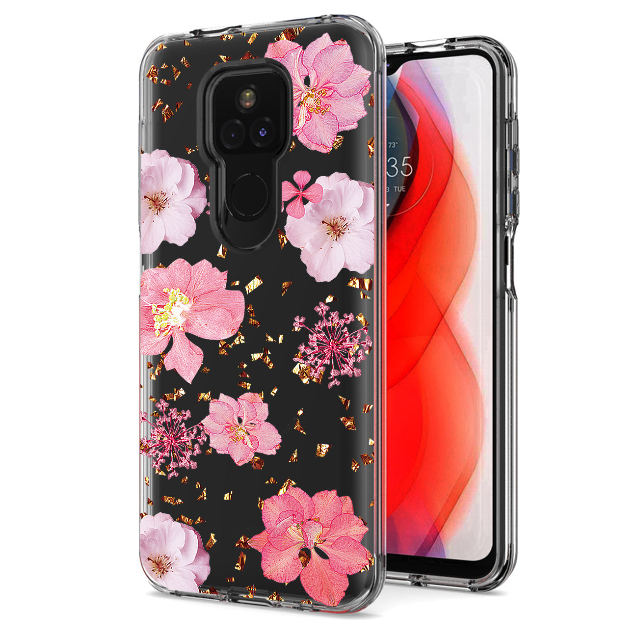 Pressed dried flower Design Phone case for Moto G Play 2021 In Pink