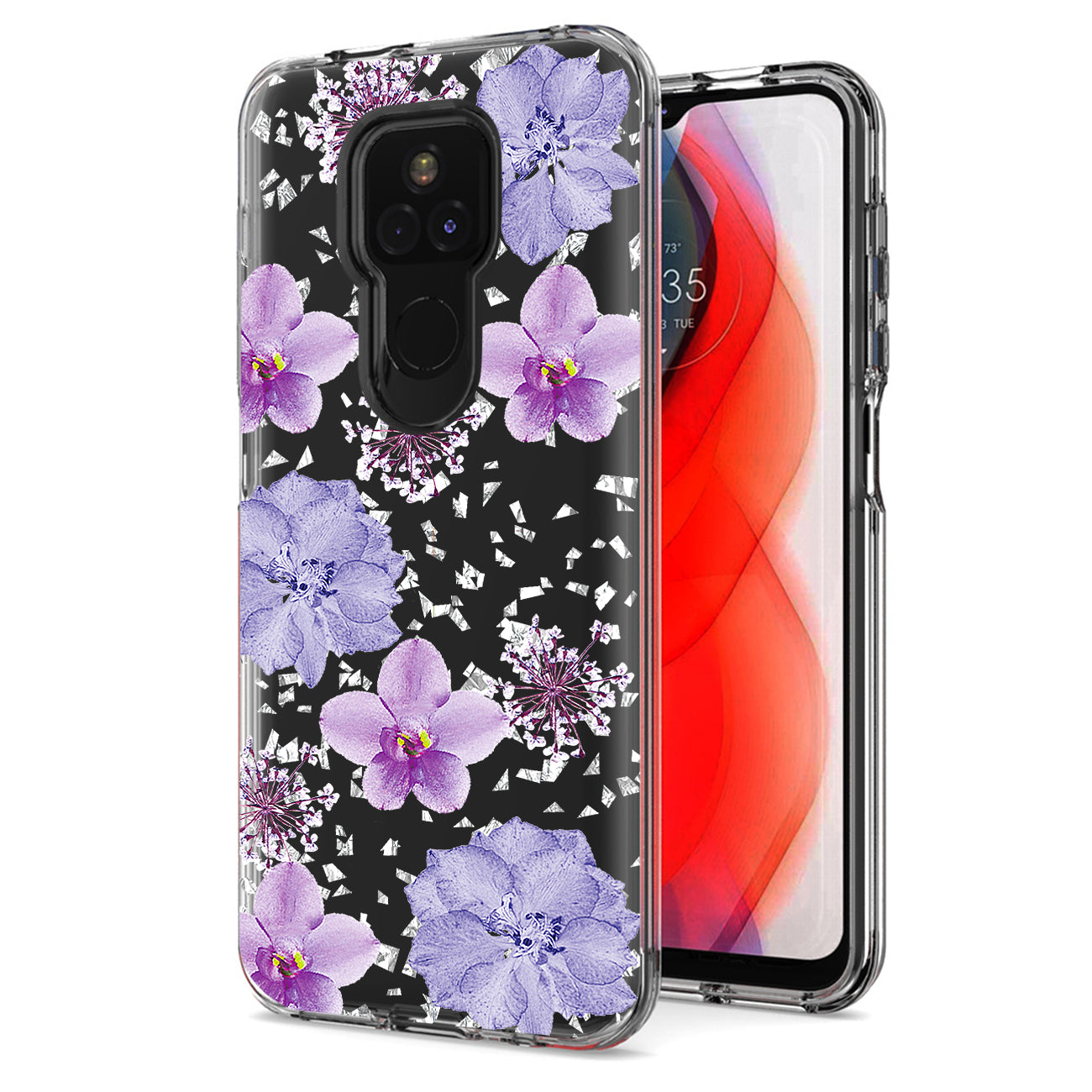 Pressed dried flower Design Phone case for Moto G Play 2021 In Purple