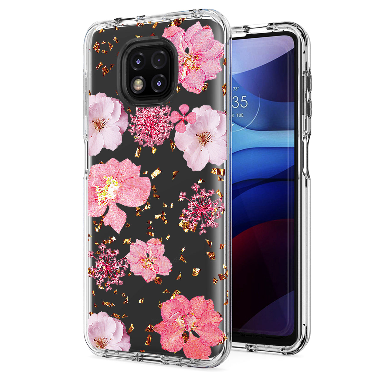 Pressed dried flower Design Phone case for Moto G Power 2021 In Pink