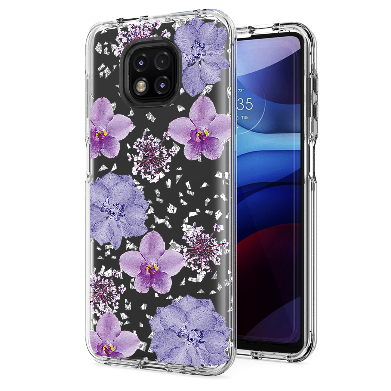 Pressed dried flower Design Phone case for Moto G Power 2021 In Purple