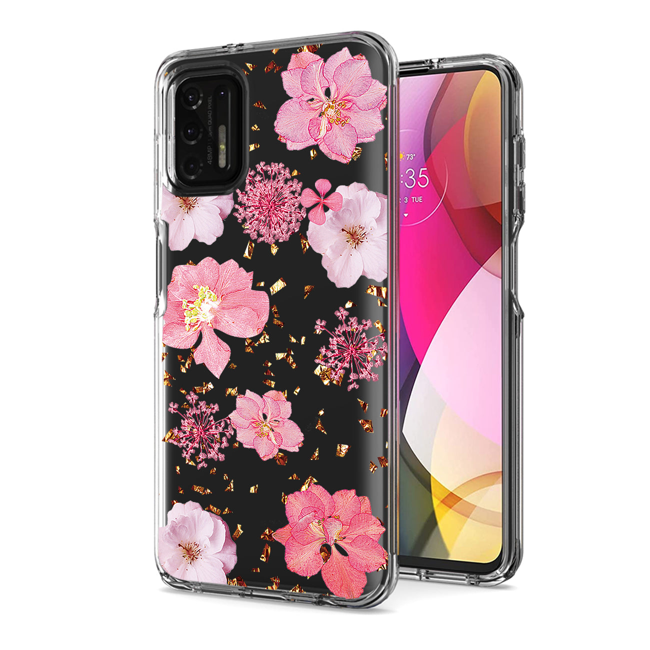 Pressed dried flower Design Phone case for Moto G Stylus 2021 In Pink