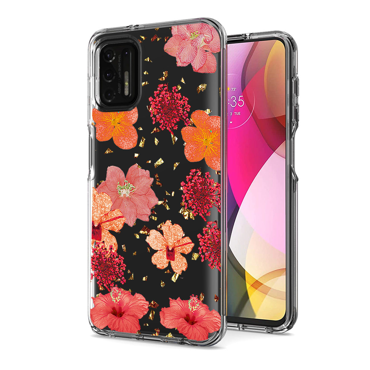 Pressed dried flower Design Phone case for Moto G Stylus 2021 In Red