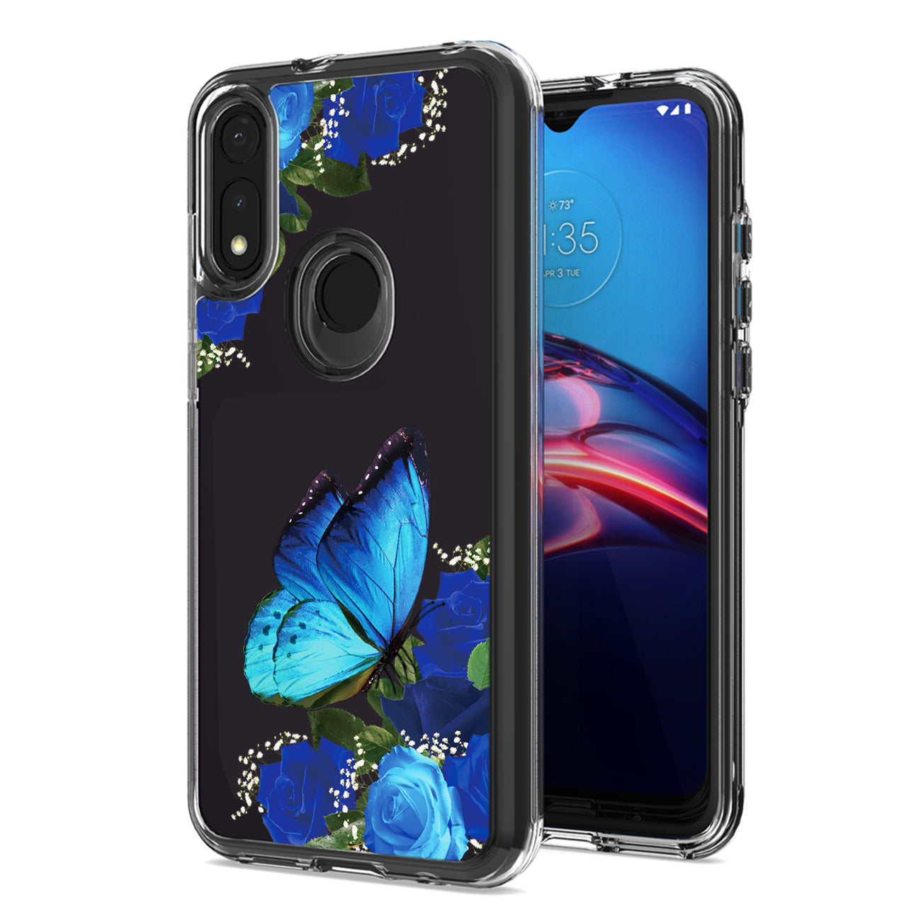 Pressed dried flower Design Phone case for MOTOROLA E7 (2020) In Blue