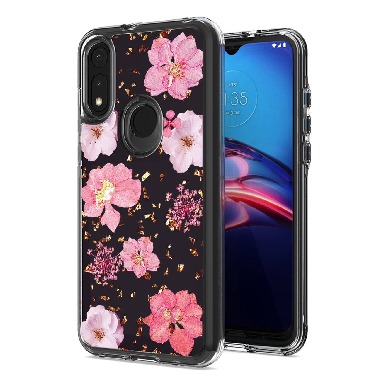 Pressed dried flower Design Phone case for MOTOROLA E7 (2020) In Pink