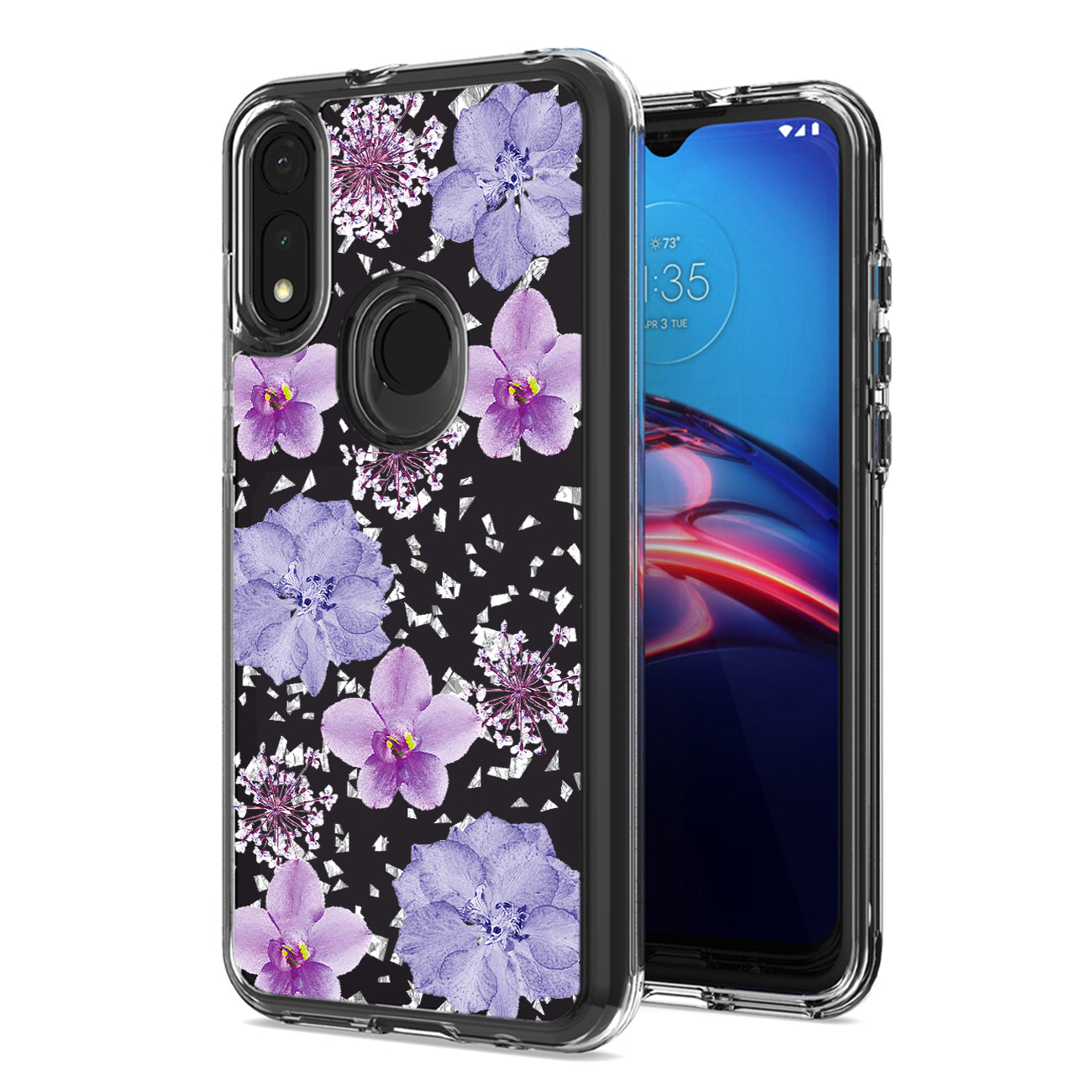 Pressed dried flower Design Phone case for MOTOROLA E7 (2020) In Purple