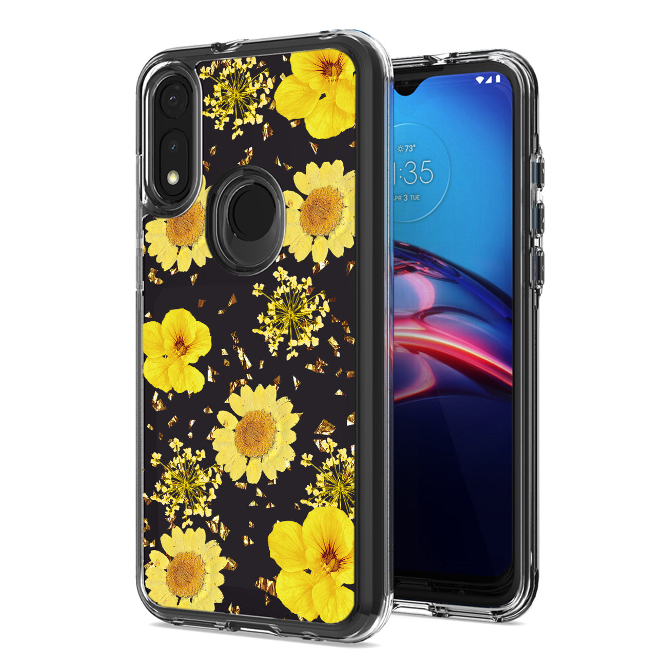 Pressed dried flower Design Phone case for MOTOROLA E7 (2020) In Yellow