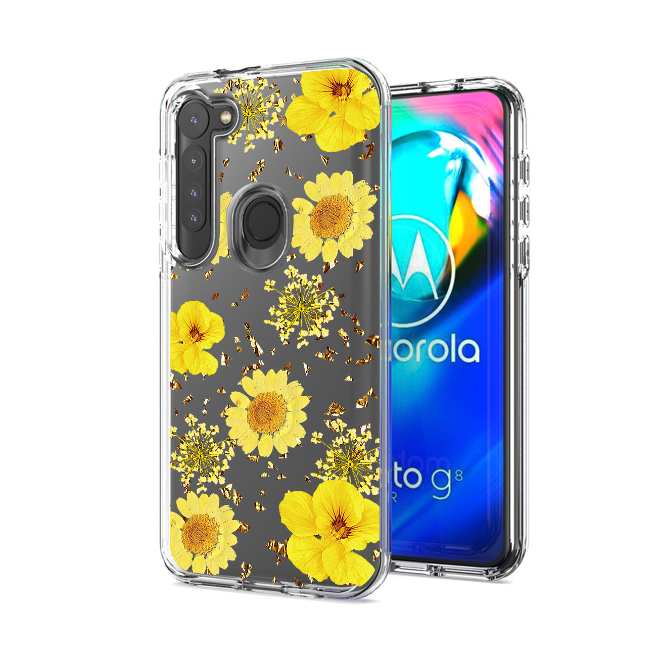 Pressed dried flower Design Phone case for MOTOROLA G STYLUS in Yellow