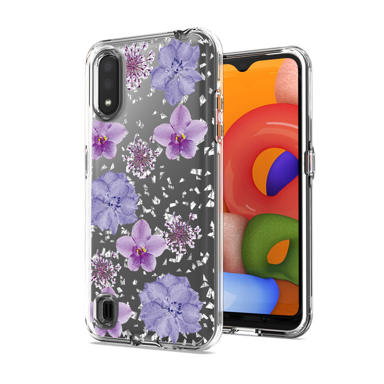 Pressed dried flower Design Phone case for SAMSUNG GALAXY A01 In Purple