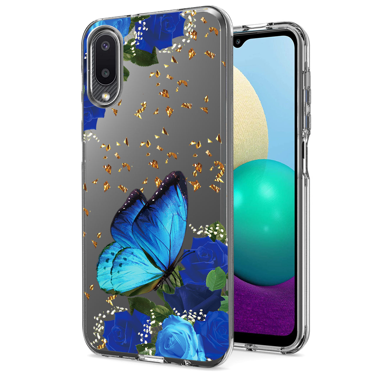 Pressed dried flower Design Phone case for Samsung Galaxy A20 /M02 In Blue