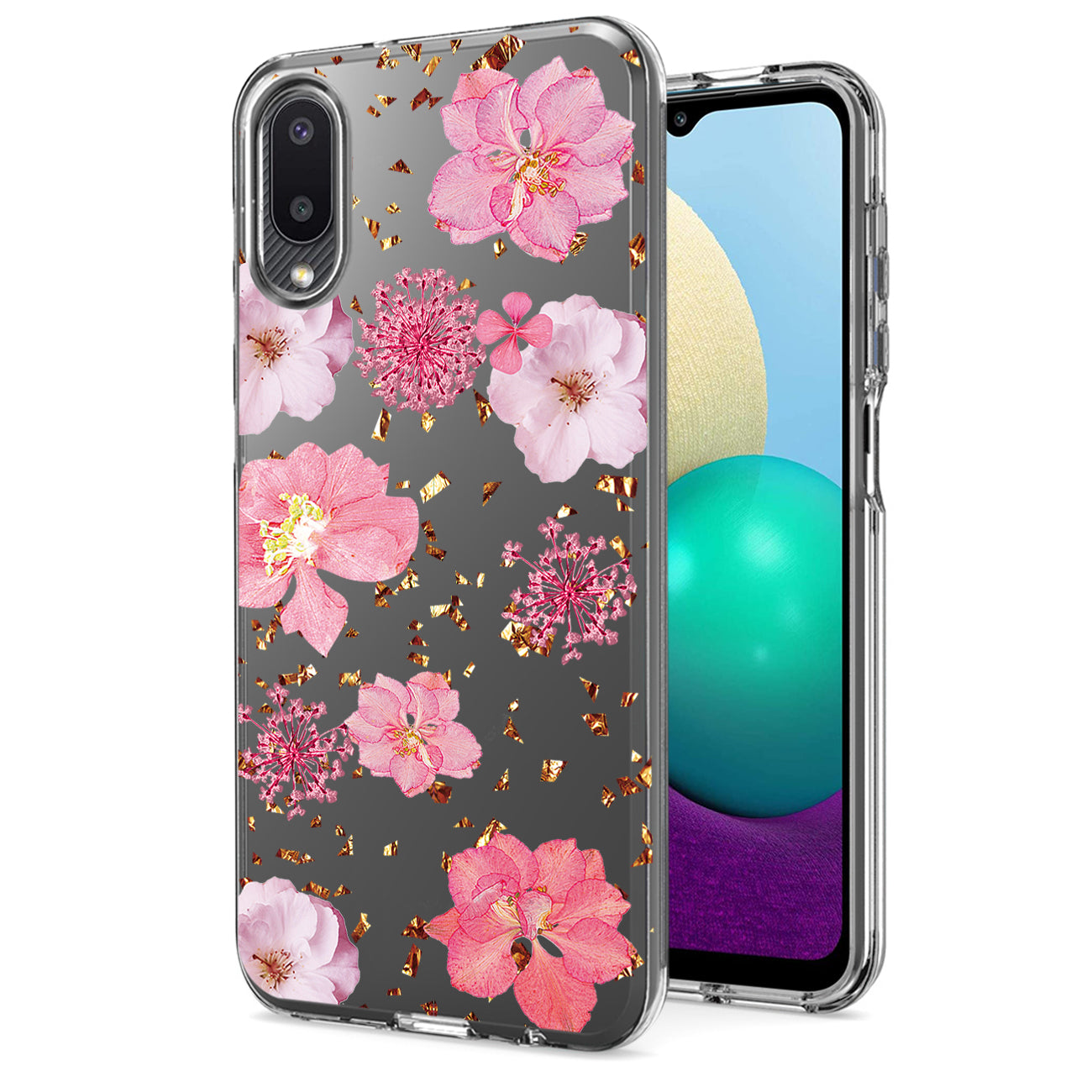 Pressed dried flower Design Phone case for Samsung Galaxy A20 /M02 In Pink