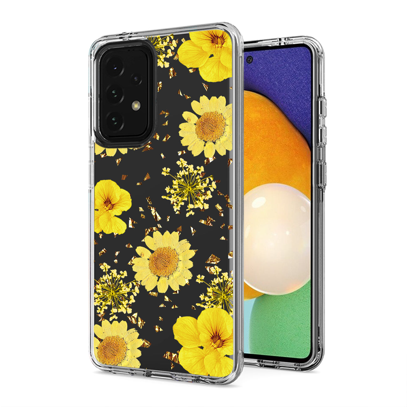 Pressed dried flower Design Phone case for Samsung Galaxy A52 5G In Yellow