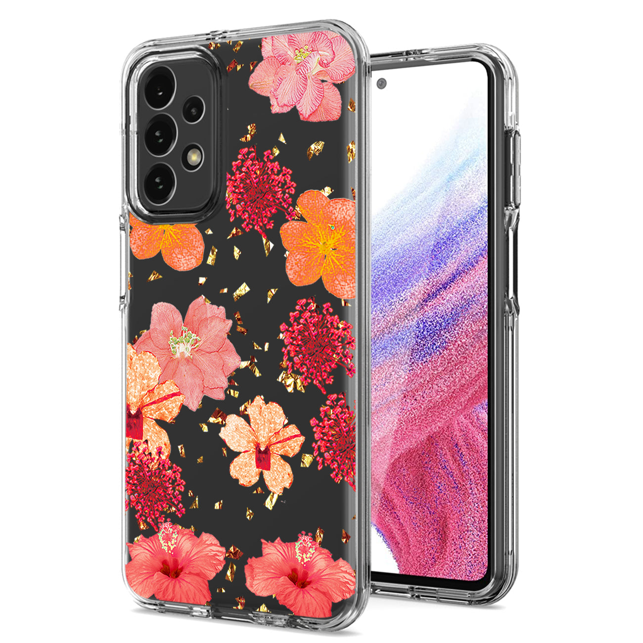 Pressed dried flower Design Phone case For Samsung Galaxy A53 5G In Red