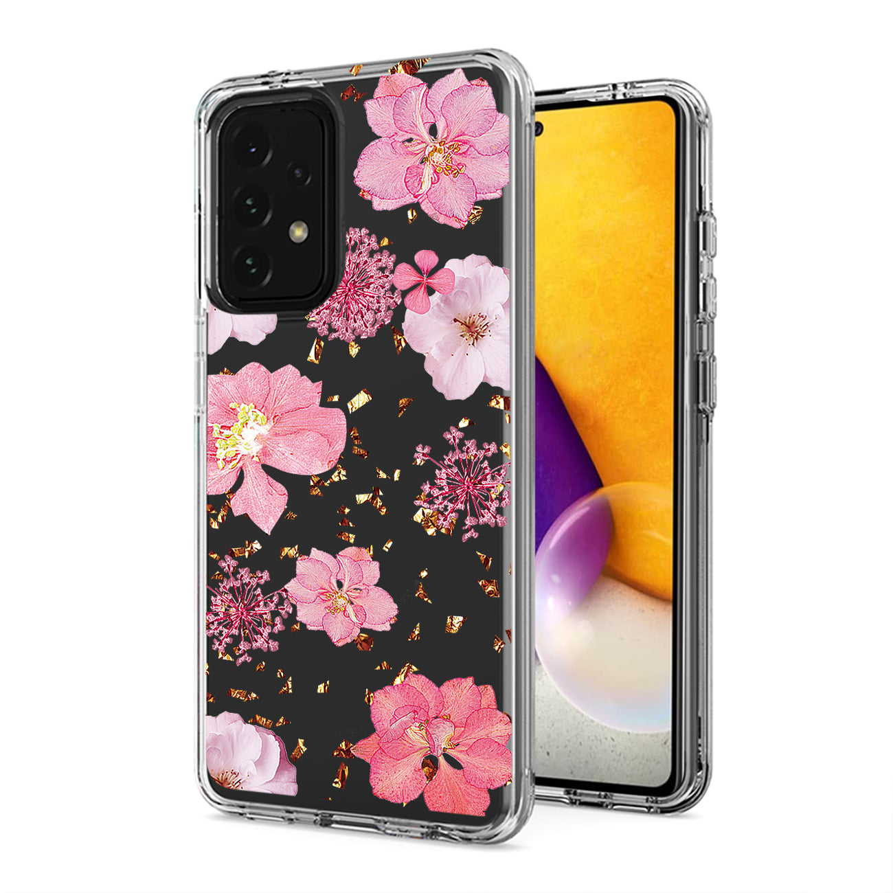 Pressed dried flower Design Phone case for Samsung Galaxy A72 5G In Pink