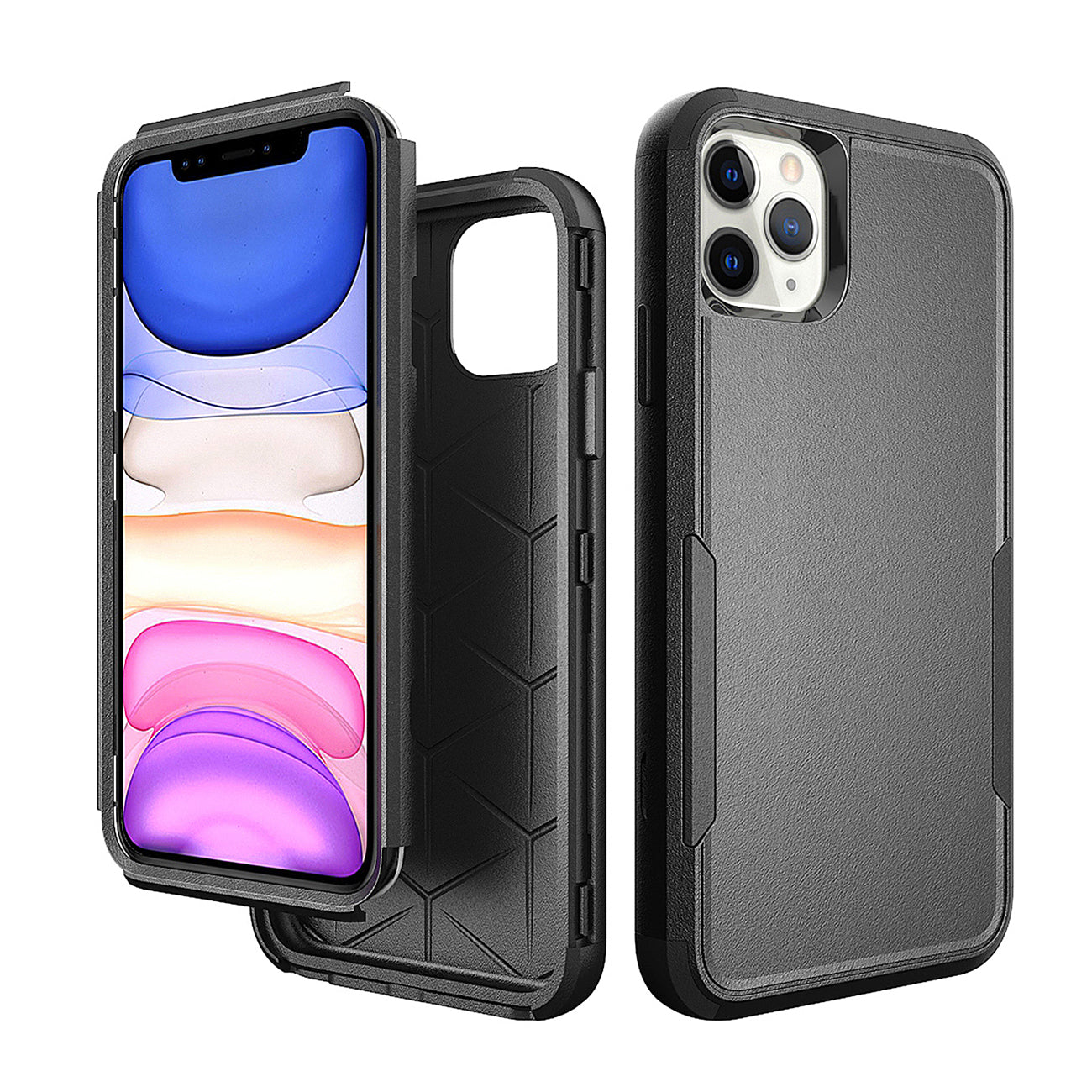 3in1 Hybrid Heavy Duty Defender Rugged Armor Case For APPLE IPHONE 11 PRO In Black