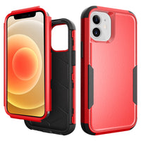 3in1 Hybrid Heavy Duty Defender Rugged Armor Case For APPLE IPHONE 12 MINI In Red