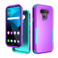 3in1 Hybrid Heavy Duty Defender Rugged Armor Case For LG HARMONY 4 In Purple